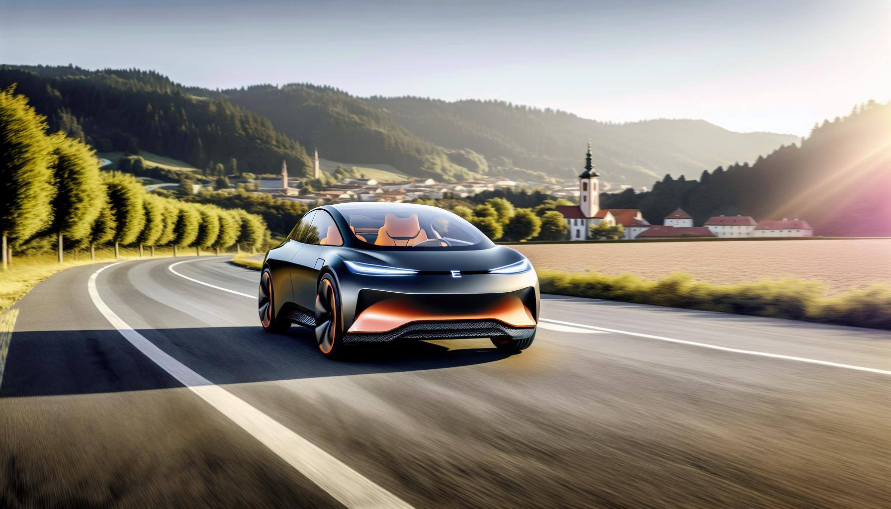 electric car driving down the road